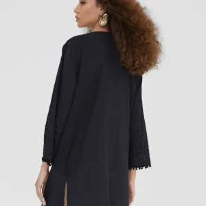 Lola Casademunt Baño<Caftan corto con bordado NEGRO