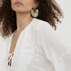 Lola Casademunt Baño<Caftan corto con bordado NEGRO