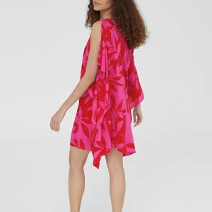 Lola Casademunt Baño<Caftan corto estampado ROJO-ROSA