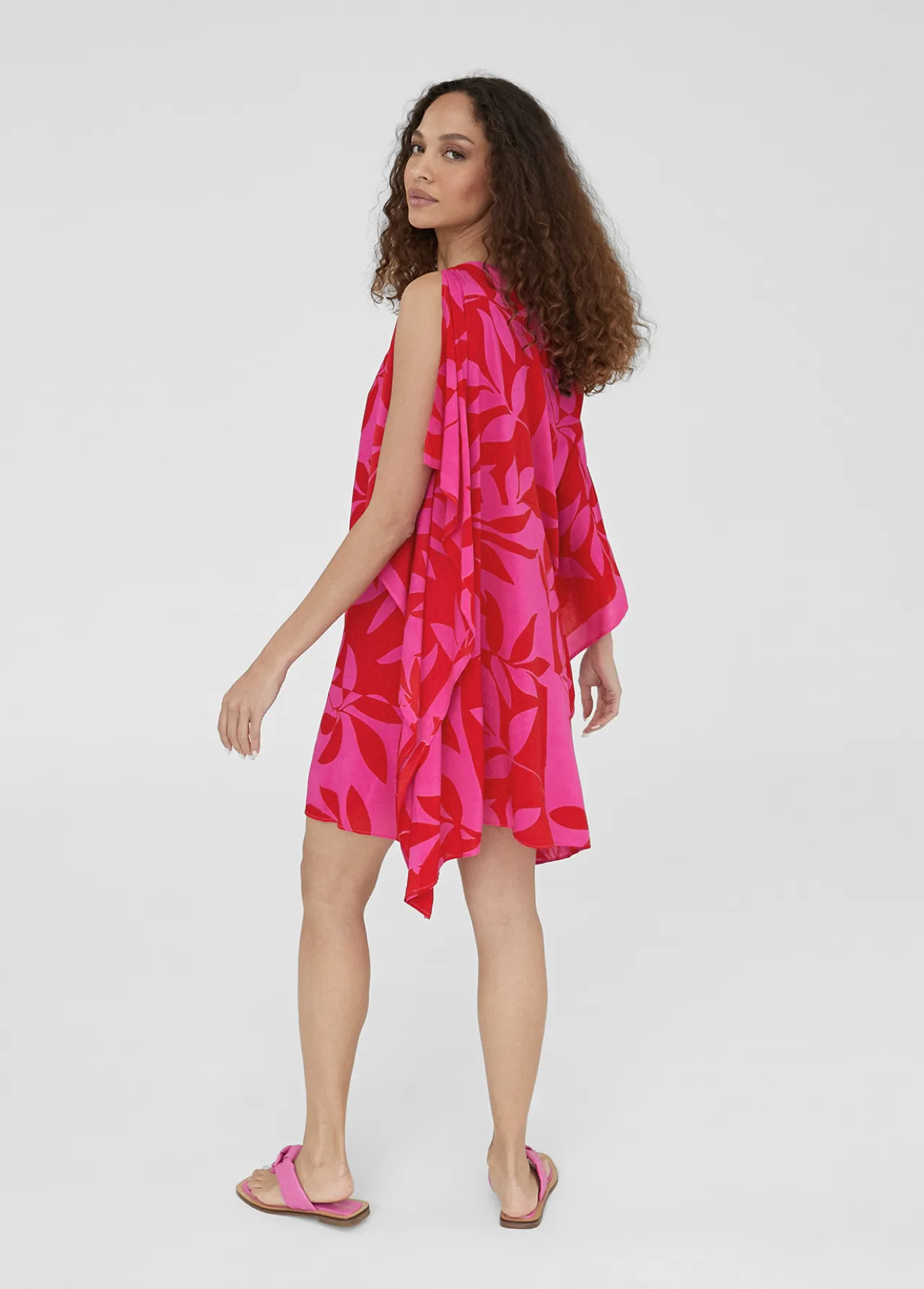 caftan_corto_estampado_2-2.webp Lola Casademunt Baño<Caftan corto estampado ROJO-ROSA