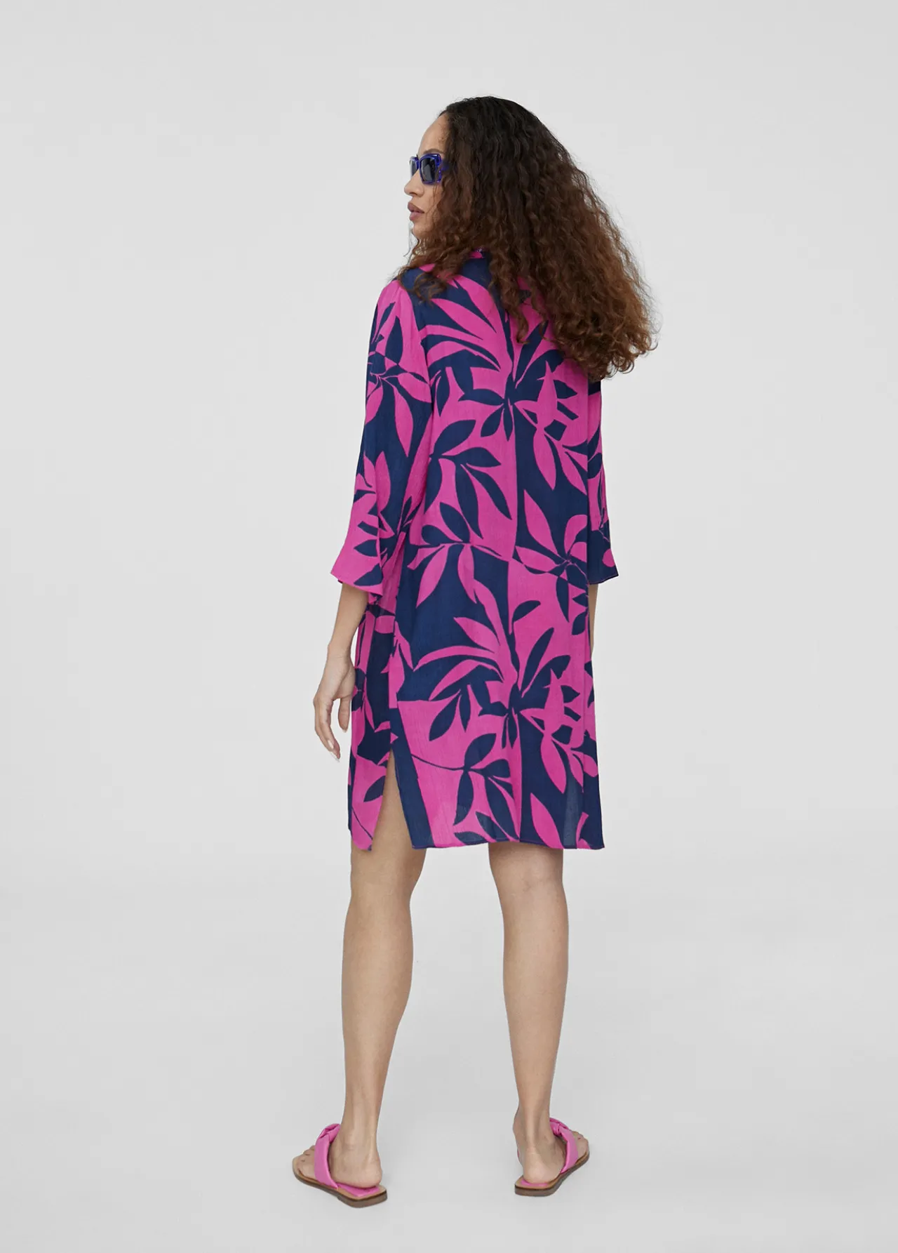 caftan_corto_estampado_2-3.webp Lola Casademunt Baño<Caftan corto estampado ROJO-ROSA