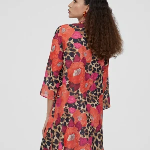 Lola Casademunt Baño<Caftan corto estampado ROJO-AZUL