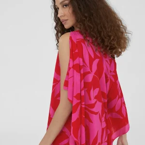 Lola Casademunt Baño<Caftan corto estampado ROJO-ROSA