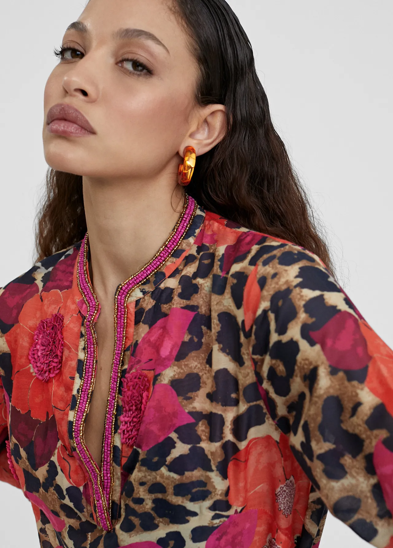 caftan_corto_estampado_5.webp Lola Casademunt Baño<Caftan corto estampado ROJO-AZUL