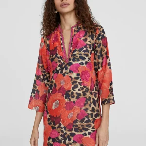 Lola Casademunt Baño<Caftan corto estampado ROJO-AZUL
