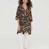 Lola Casademunt Camisas Y Blusas | Baño<Caftan corto estampado cebra NEGRO-METAL