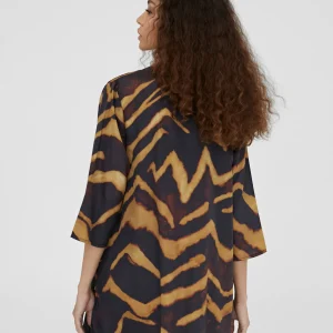 Lola Casademunt Camisas Y Blusas | Baño<Caftan corto estampado cebra NEGRO-METAL