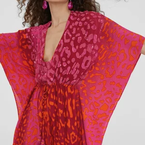 Lola Casademunt Baño<Caftan corto print animal ROSA