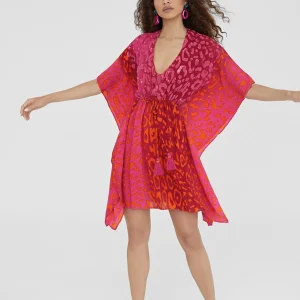 Lola Casademunt Baño<Caftan corto print animal ROSA