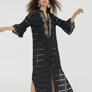 Lola Casademunt Baño<Caftan largo bordado BLANCO