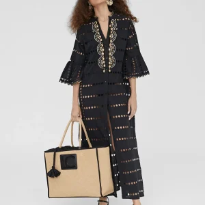 Lola Casademunt Baño<Caftan largo bordado BLANCO