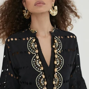 Lola Casademunt Baño<Caftan largo bordado BLANCO