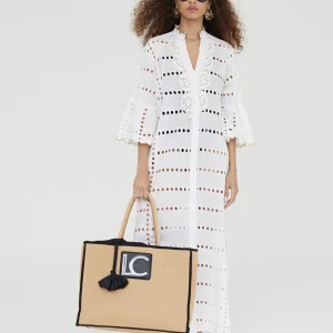 Lola Casademunt Baño<Caftan largo bordado BLANCO