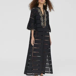 Lola Casademunt Baño<Caftan largo bordado BLANCO