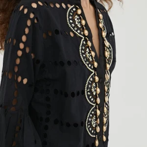Lola Casademunt Baño<Caftan largo bordado BLANCO