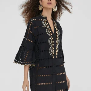 Lola Casademunt Baño<Caftan largo bordado BLANCO