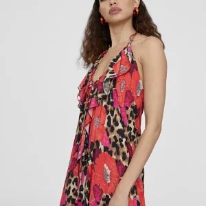 Lola Casademunt Baño<Caftan largo con volantes ROJO-AZUL