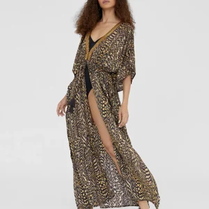 Lola Casademunt Baño<Caftan largo estampado NEGRO-MARRON