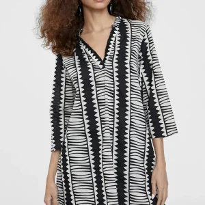 Lola Casademunt Camisas Y Blusas | Baño<Caftán camisero estampado étnico NEGRO-BLANCO