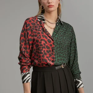 Lola Casademunt Animal Print | Camisas Y Blusas<Camisa animal print combinada ROJO-VERDE
