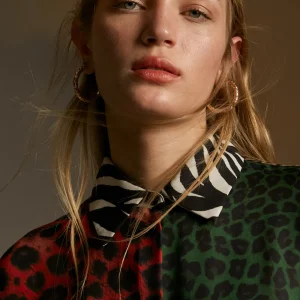 Lola Casademunt Animal Print | Camisas Y Blusas<Camisa animal print combinada ROJO-VERDE