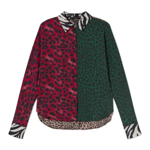 Lola Casademunt Animal Print | Camisas Y Blusas<Camisa animal print combinada ROJO-VERDE