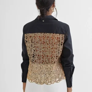 Lola Casademunt Camisas Y Blusas<Camisa bordado fantasía NEGRO-METAL