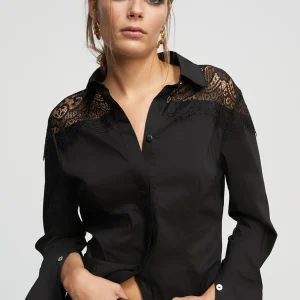 Lola Casademunt Camisas Y Blusas<Camisa con encaje NEGRO