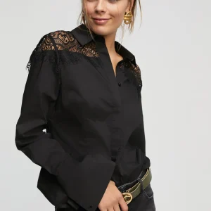 Lola Casademunt Camisas Y Blusas<Camisa con encaje NEGRO