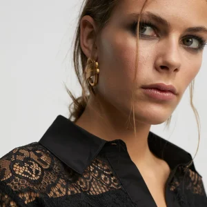 Lola Casademunt Camisas Y Blusas<Camisa con encaje NEGRO