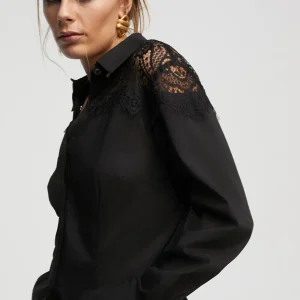 Lola Casademunt Camisas Y Blusas<Camisa con encaje NEGRO