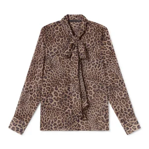 Lola Casademunt Animal Print | Camisas Y Blusas<Camisa con lazada MARRON-NEGRO