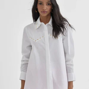 Lola Casademunt Camisas Y Blusas<Camisa con tachas BLANCO