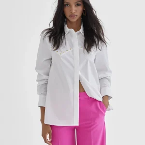 Lola Casademunt Camisas Y Blusas<Camisa con tachas BLANCO