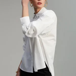 Lola Casademunt Camisas Y Blusas<Camisa detalle joya BLANCO