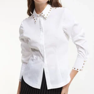 Lola Casademunt Camisas Y Blusas<Camisa detalle tachas BLANCO