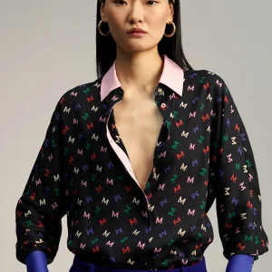 Lola Casademunt Camisas Y Blusas<Camisa estampado monograma NEGRO-MULTICOLO