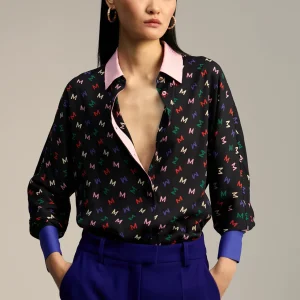 Lola Casademunt Camisas Y Blusas<Camisa estampado monograma NEGRO-MULTICOLO