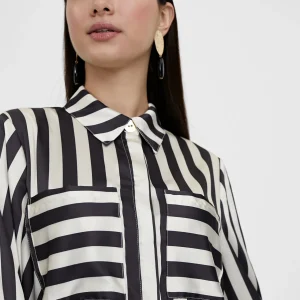 Lola Casademunt Camisas Y Blusas<Camisa fluida de rayas NEGRO-BLANCO