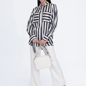 Lola Casademunt Camisas Y Blusas<Camisa fluida de rayas NEGRO-BLANCO