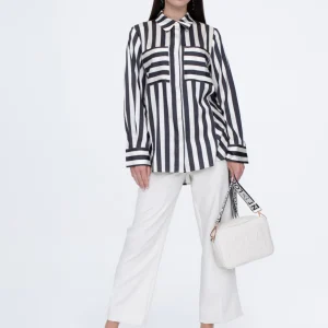 Lola Casademunt Camisas Y Blusas<Camisa fluida de rayas NEGRO-BLANCO