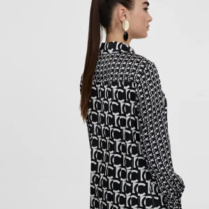 Lola Casademunt Camisas Y Blusas<Camisa fluida monograma NEGRO-BLANCO