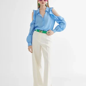 Lola Casademunt Camisas Y Blusas<Camisa hombros descubiertos AZULELECTRICO