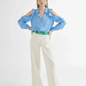 Lola Casademunt Camisas Y Blusas<Camisa hombros descubiertos AZULELECTRICO