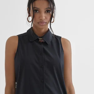 Lola Casademunt Camisetas Y Tops | Camisas Y Blusas<Camisa larga con bordado fantasia NEGRO-METAL