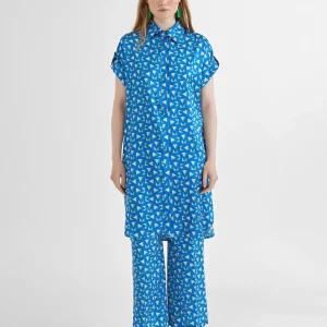 Lola Casademunt Camisas Y Blusas<Camisa larga estampada AZULELECTRICO