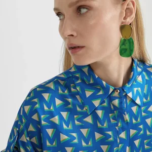 Lola Casademunt Camisas Y Blusas<Camisa larga estampada AZULELECTRICO
