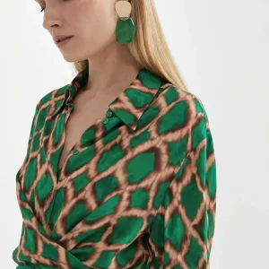 Lola Casademunt Camisas Y Blusas<Camisa lazada VERDE-MARRON