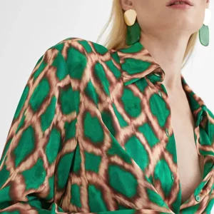Lola Casademunt Camisas Y Blusas<Camisa lazada VERDE-MARRON