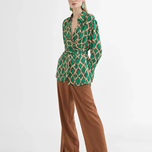 Lola Casademunt Camisas Y Blusas<Camisa lazada VERDE-MARRON